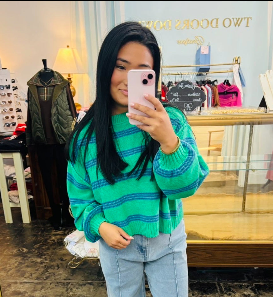 Green/Blue Striped Sweater