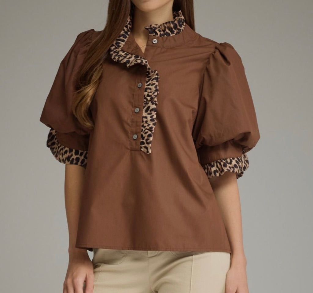Leopard Latte Blouse