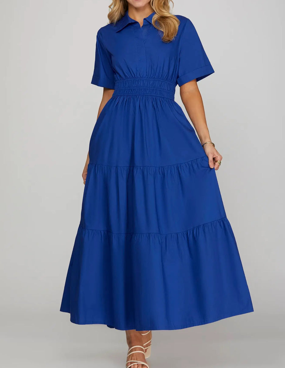 Cobalt Blue Tiered Maxi Dress