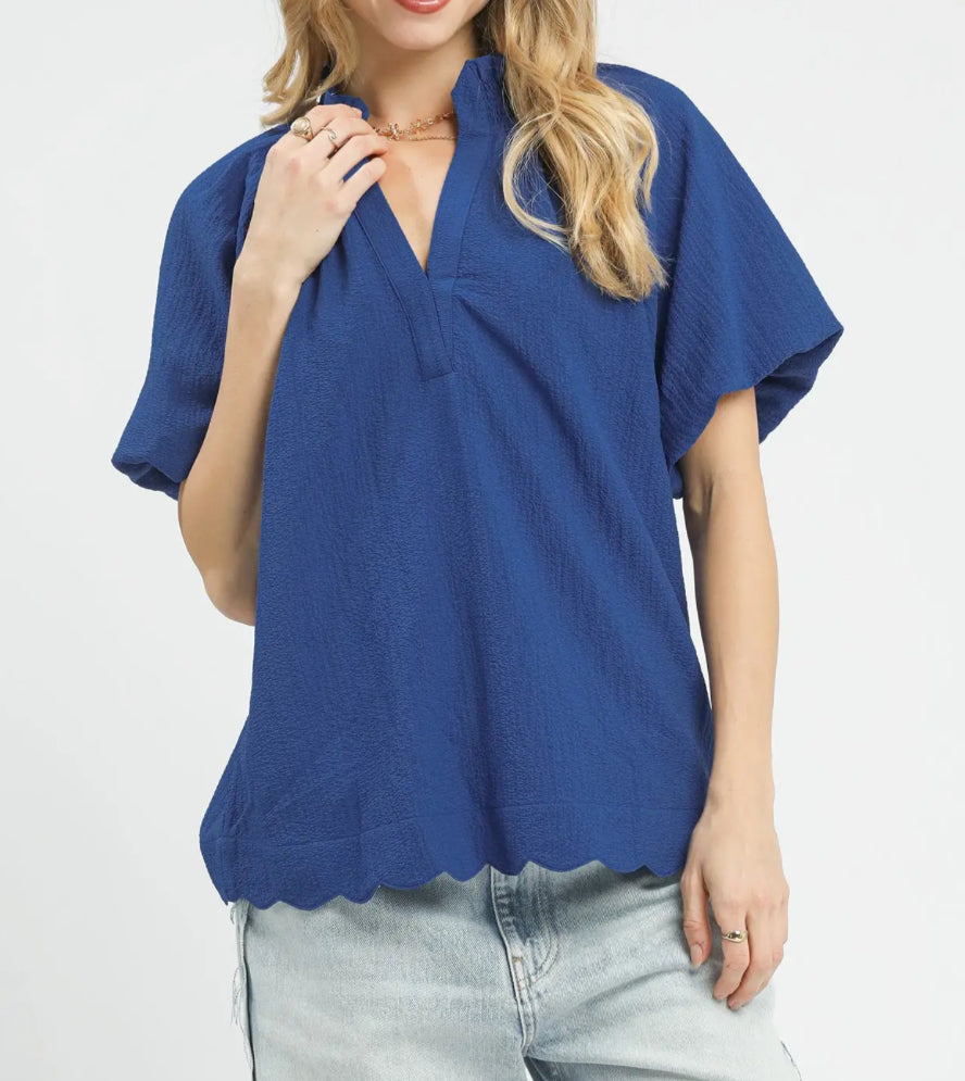 Ocean Blue Textured Top